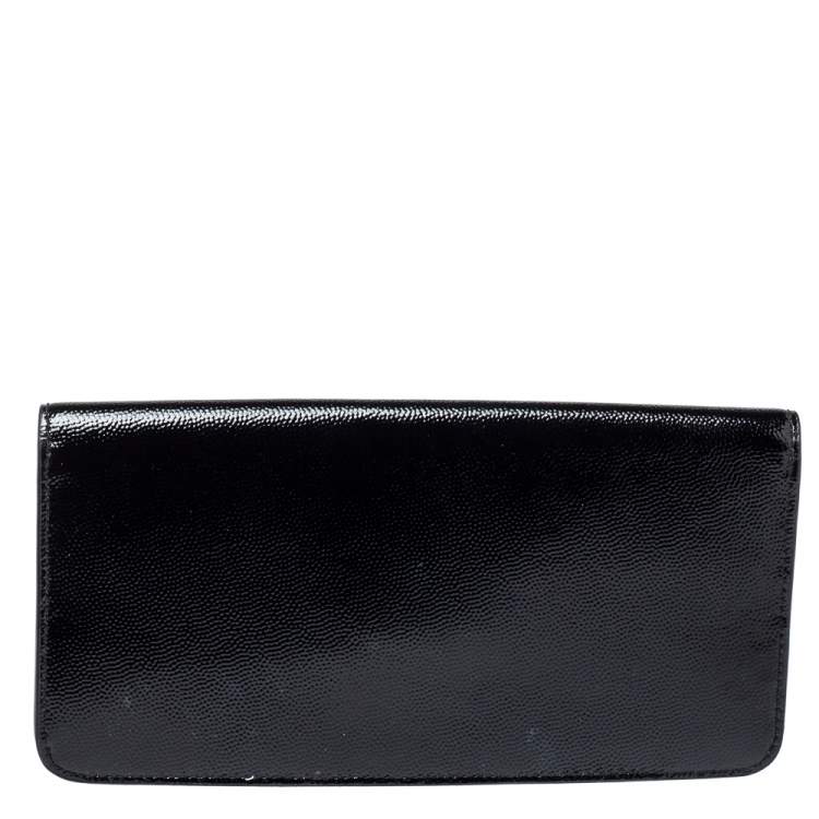 Pre Owned Tory Burch Black Textured Patent Leather Gigi Clutch