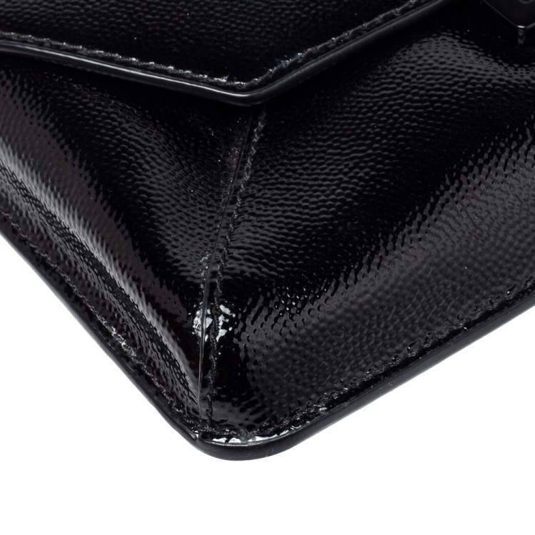 Pre Owned Tory Burch Black Textured Patent Leather Gigi Clutch