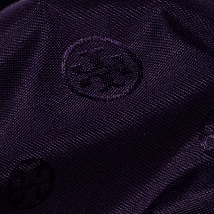 Pre Owned Tory Burch Purple Leather Logo Flap Clutch Bag