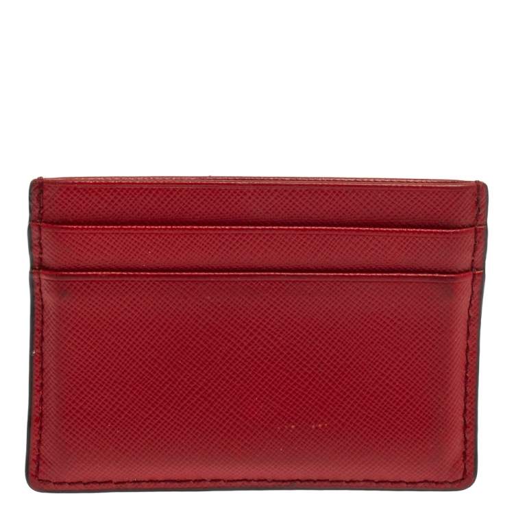 Pre Owned Tory Burch Red Leather Robinson Card Holder
