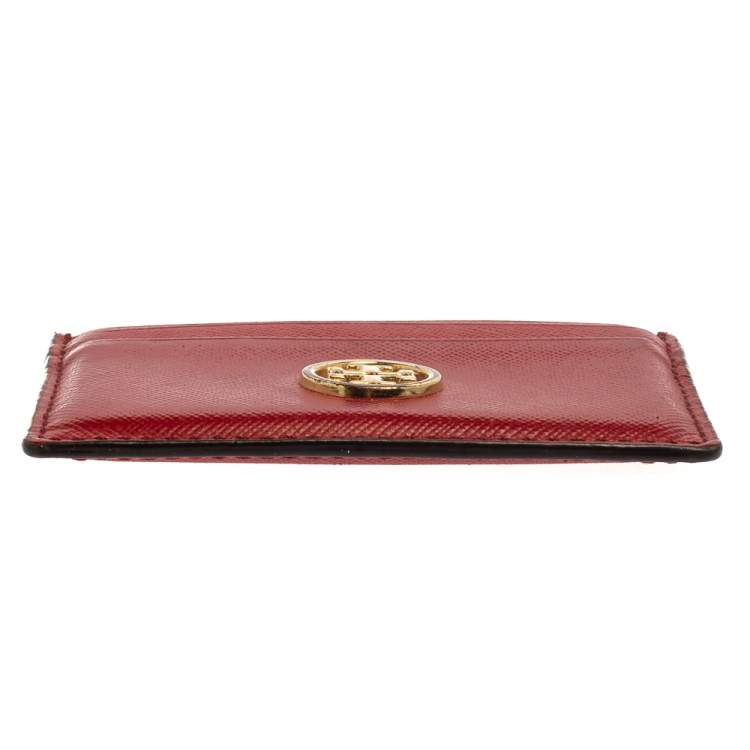 Pre Owned Tory Burch Red Leather Robinson Card Holder
