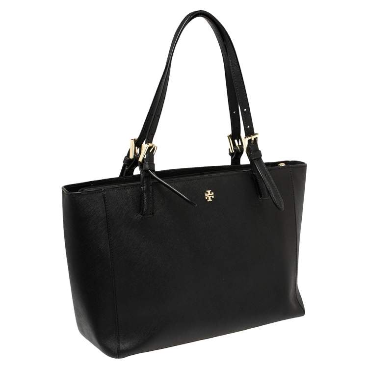 Pre Owned Tory Burch Black Leather York Buckle Tote