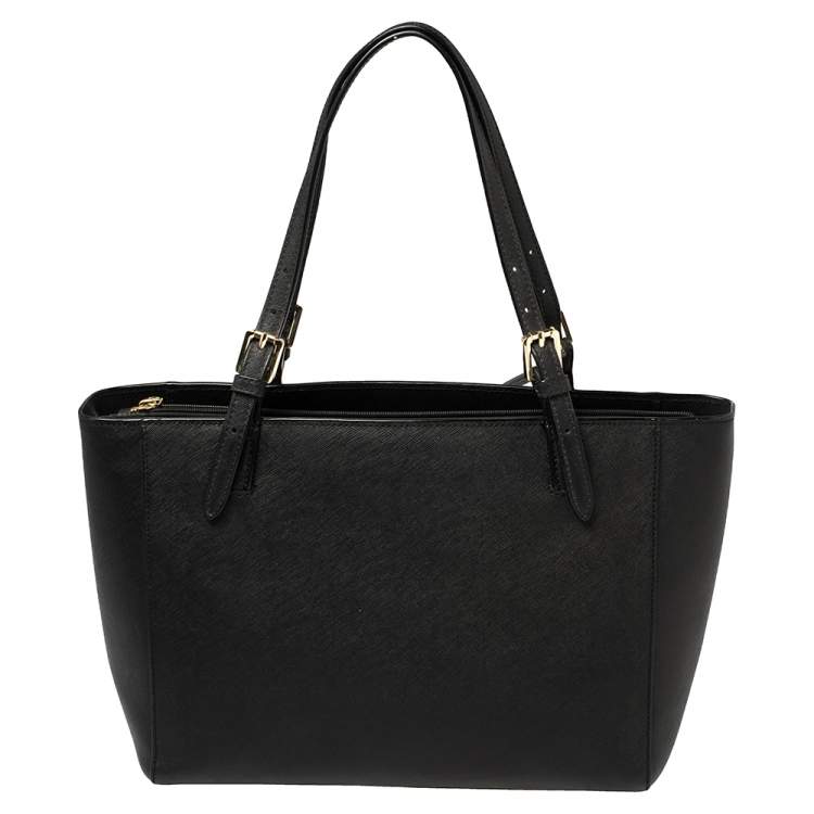 Pre Owned Tory Burch Black Leather York Buckle Tote