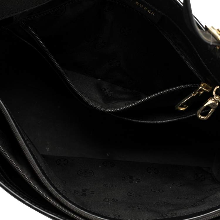 Pre Owned Tory Burch Black Leather York Buckle Tote