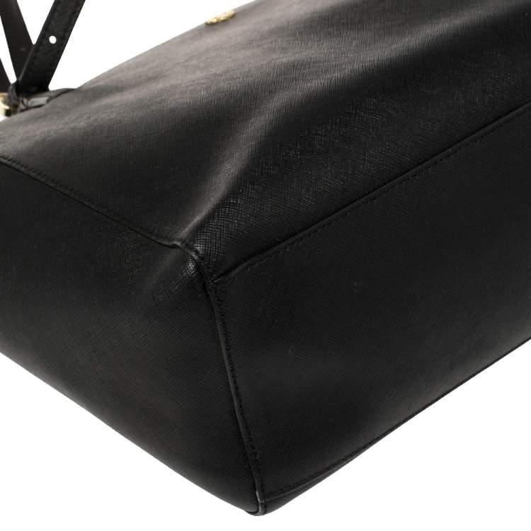 Pre Owned Tory Burch Black Leather York Buckle Tote