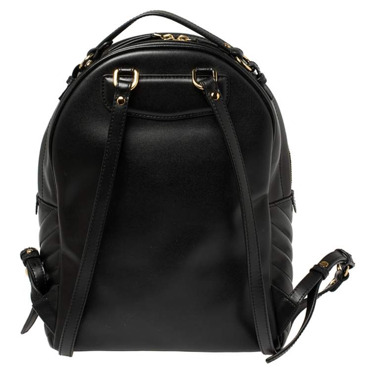 Pre Owned Tory Burch Black Quilted Leather Kira Backpack
