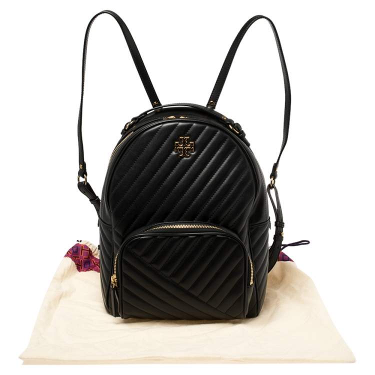 Pre Owned Tory Burch Black Quilted Leather Kira Backpack