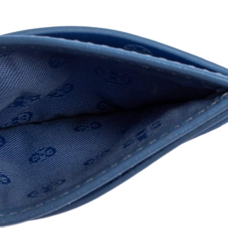 Pre Owned Tory Burch Cornflower Blue Quilted Leather Card Holder