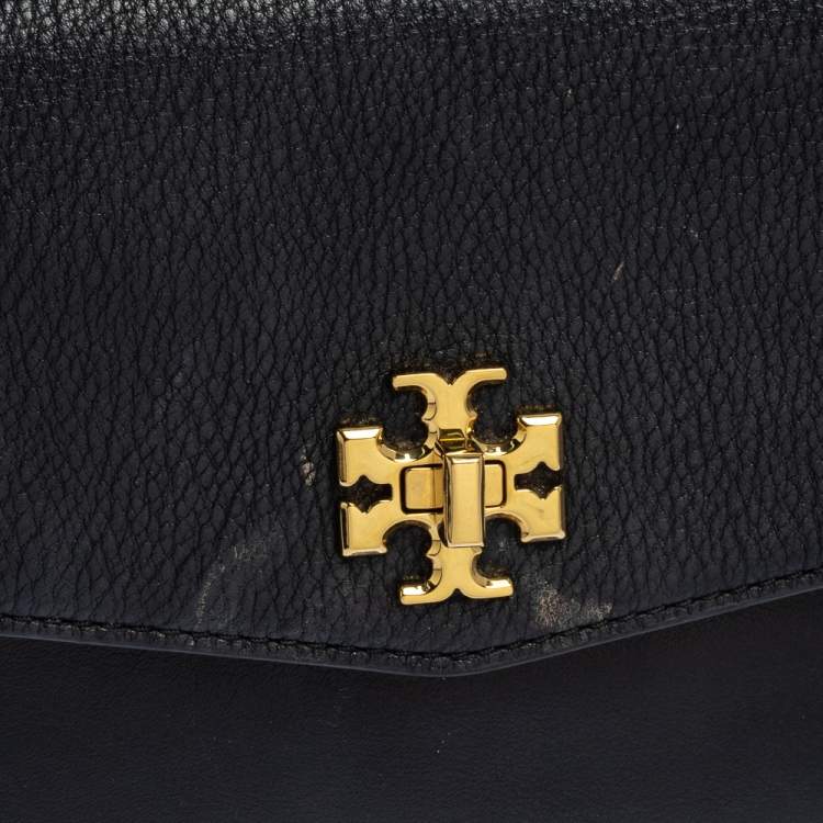 Pre Owned Tory Burch Black Leather Kira Chain Clutch