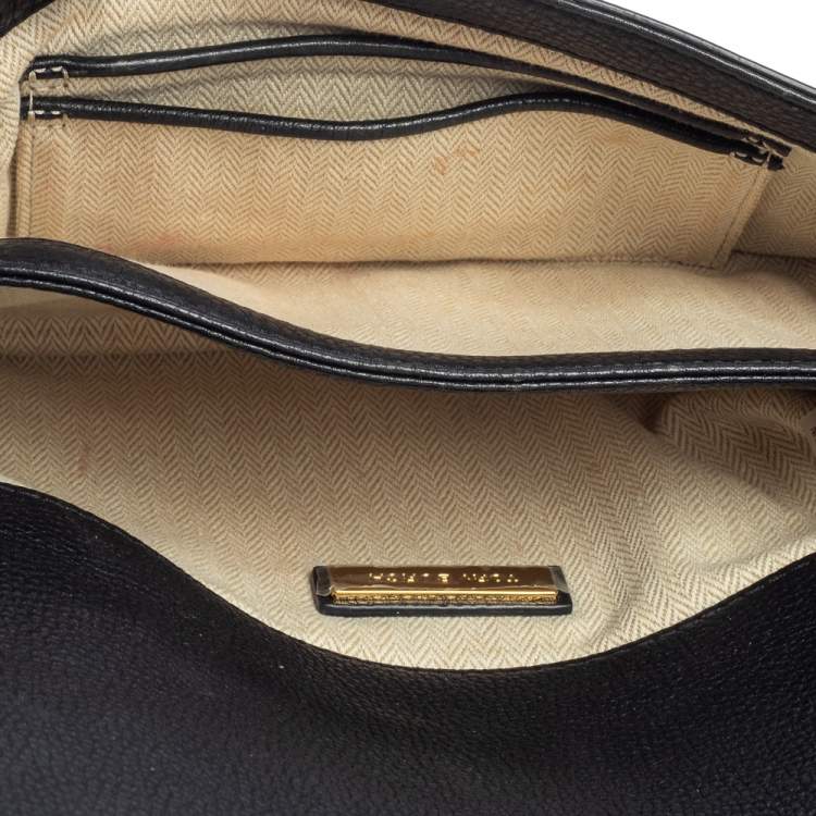 Pre Owned Tory Burch Black Leather Kira Chain Clutch