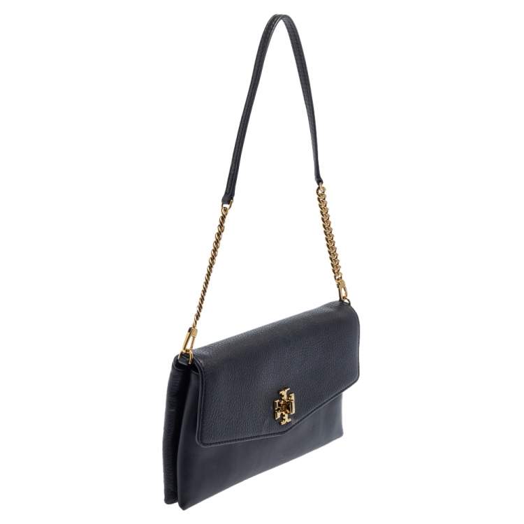 Pre Owned Tory Burch Black Leather Kira Chain Clutch