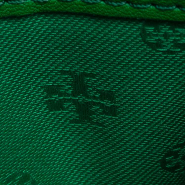 Pre Owned Tory Burch Green Coated Canvas Kira Card Holder
