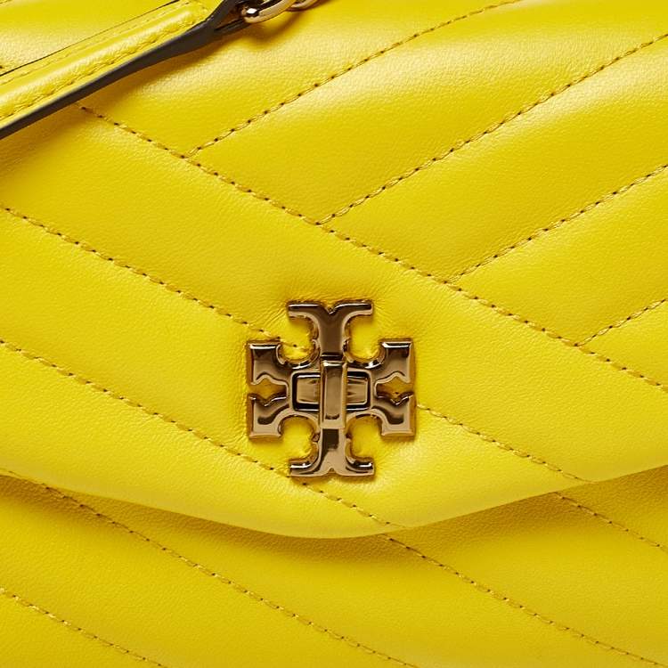 Pre Owned Tory Burch Yellow Leather Kira Chain Clutch