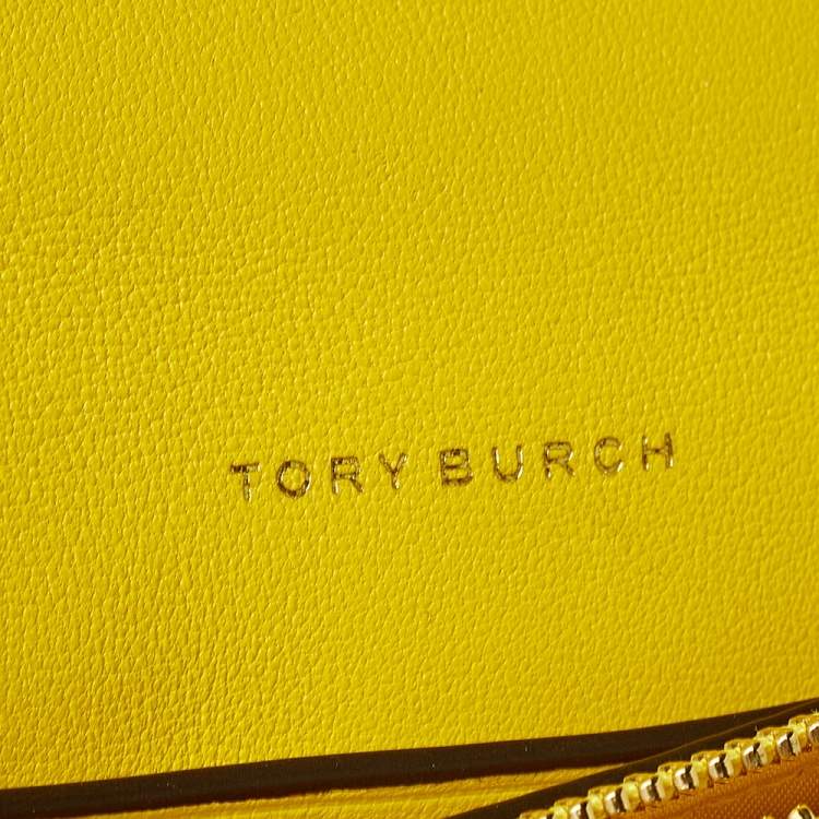 Pre Owned Tory Burch Yellow Leather Kira Chain Clutch