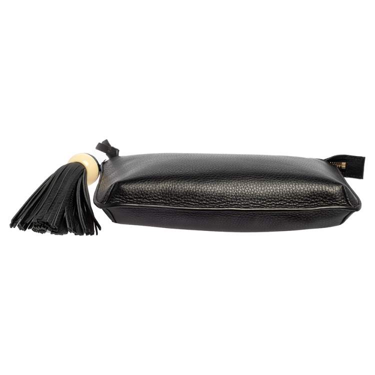 Pre Owned Tory Burch Black Leather Kira Tassel Crossbody Bag