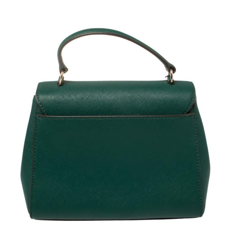 Pre Owned Tory Burch Green Leather Robinson Small Top Handle Bag