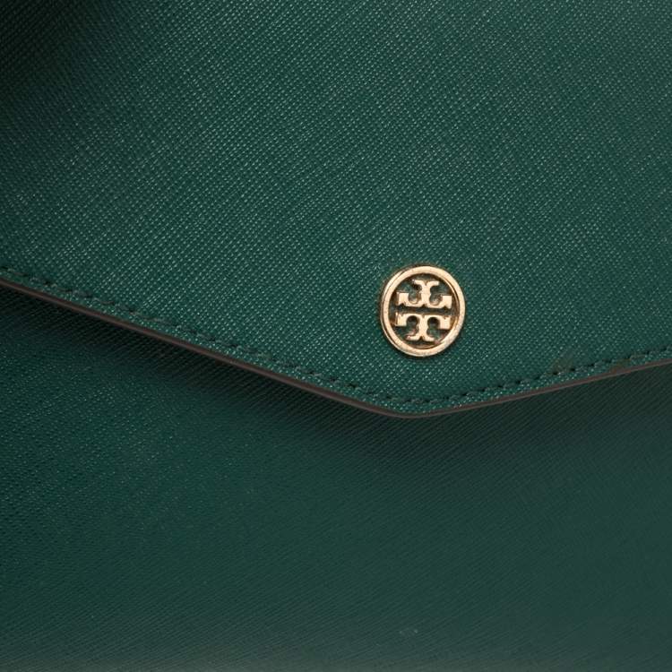 Pre Owned Tory Burch Green Leather Robinson Small Top Handle Bag