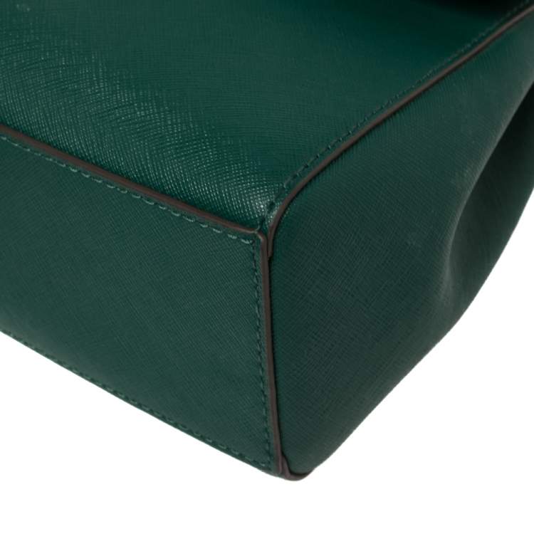 Pre Owned Tory Burch Green Leather Robinson Small Top Handle Bag