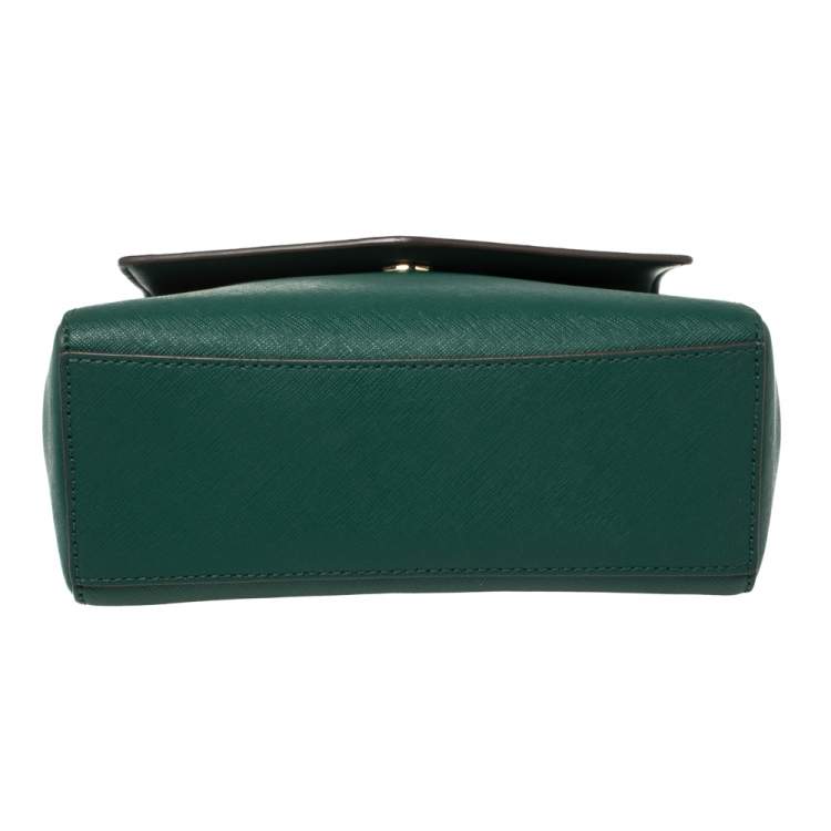 Pre Owned Tory Burch Green Leather Robinson Small Top Handle Bag