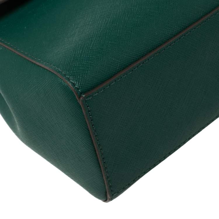 Pre Owned Tory Burch Green Leather Robinson Small Top Handle Bag
