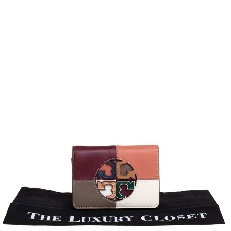 Pre Owned Tory Burch Multicolor Leather Colorblocked Miller Wallet
