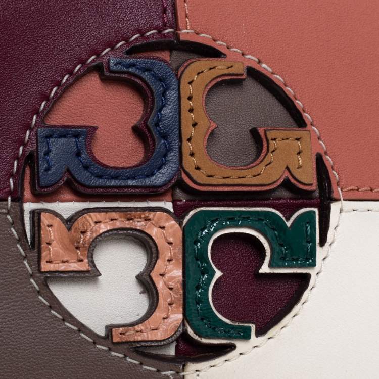 Pre Owned Tory Burch Multicolor Leather Colorblocked Miller Wallet