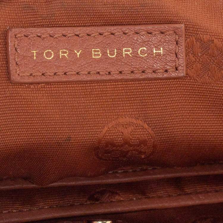 Pre Owned Tory Burch Brown Leather Flap Shoulder Bag