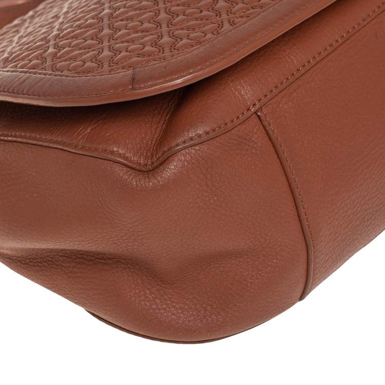 Pre Owned Tory Burch Brown Leather Flap Shoulder Bag