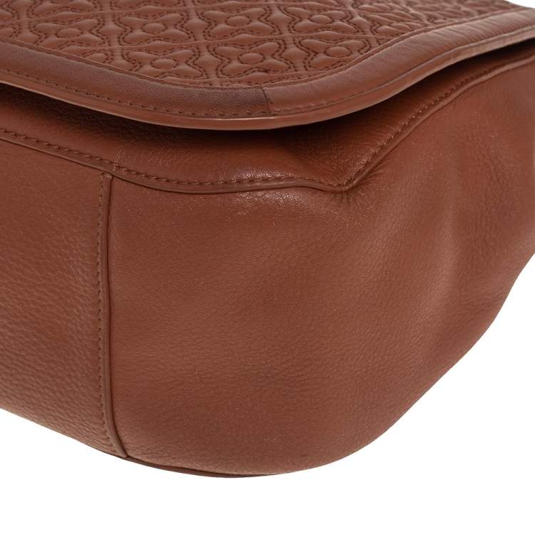 Pre Owned Tory Burch Brown Leather Flap Shoulder Bag
