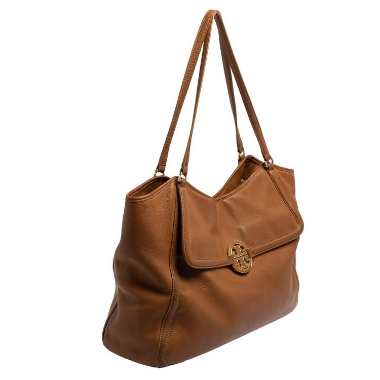 Pre Owned Tory Burch Tan Leather Large Amanda Hobo