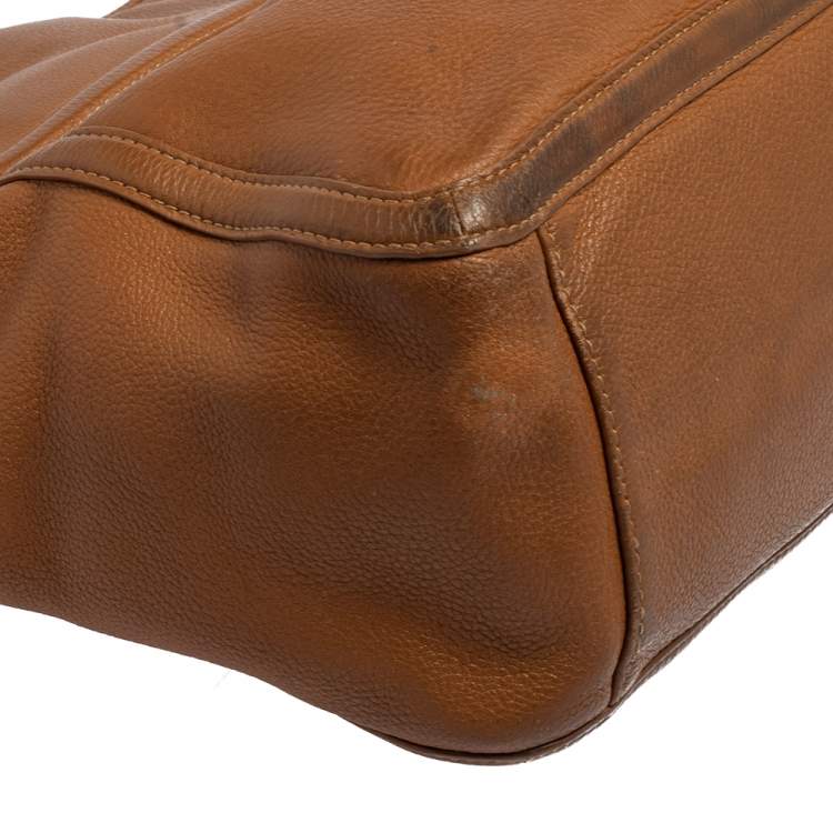 Pre Owned Tory Burch Tan Leather Large Amanda Hobo
