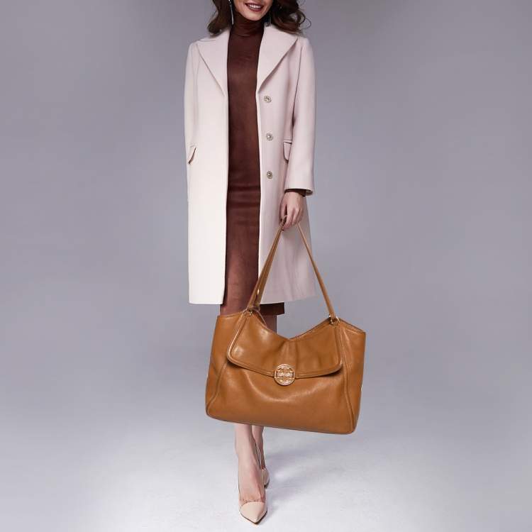 Pre Owned Tory Burch Tan Leather Large Amanda Hobo