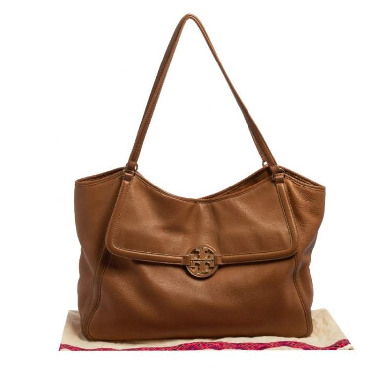 Pre Owned Tory Burch Tan Leather Large Amanda Hobo