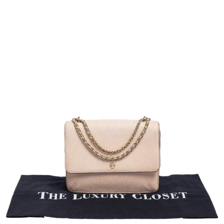 Pre Owned Tory Burch Pink Saffiano Leather Robinson Shoulder Bag