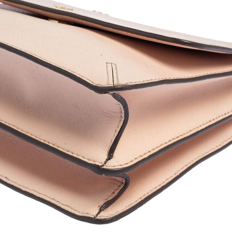 Pre Owned Tory Burch Pink Saffiano Leather Robinson Shoulder Bag