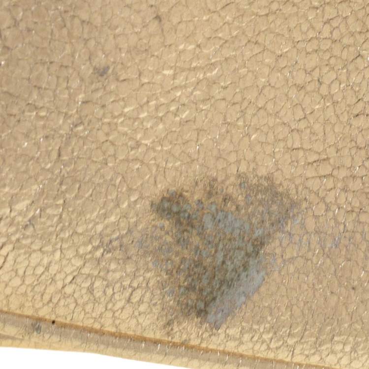 Pre Owned Tory Burch Metallic Gold Leather Reva Chain Clutch