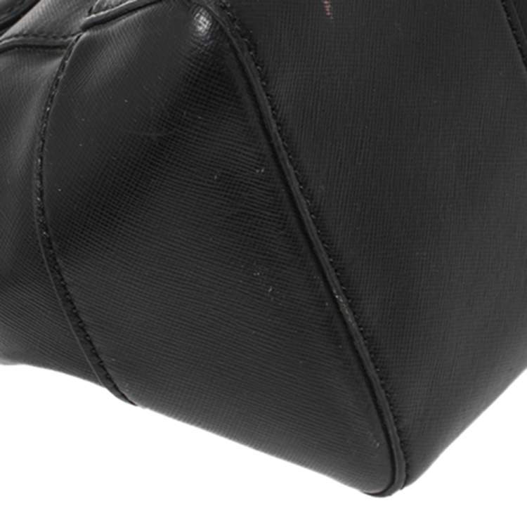 Pre Owned Toy Burch Black Leather Robinson Flap Top Handle Bag