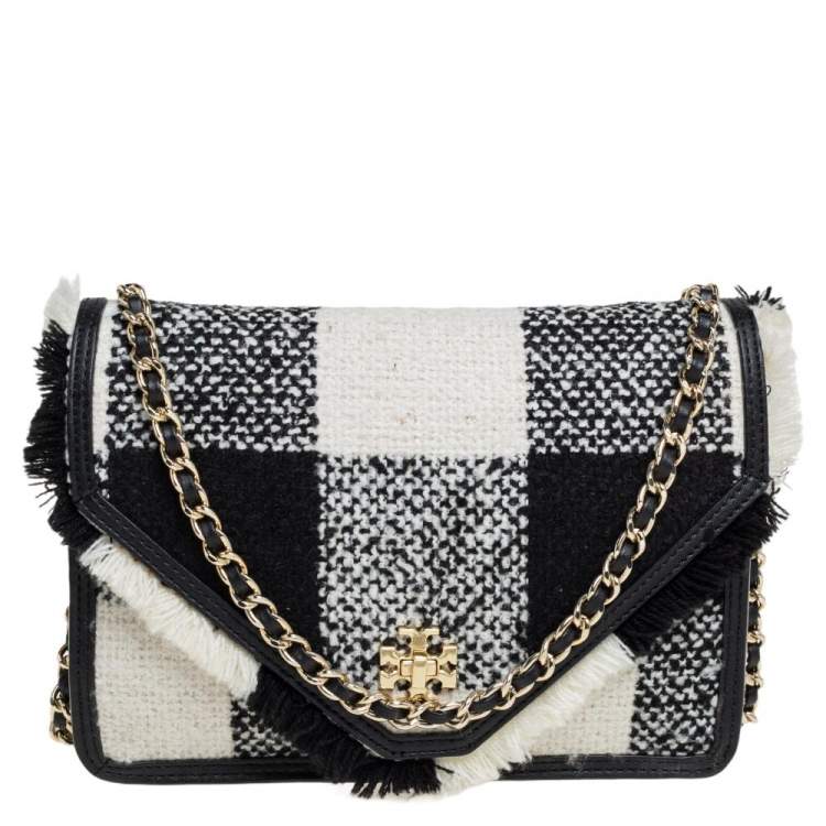 Tory Burch Black/White Checkered Tweed and Leather Kira Envelope Shoulder  Bag Tory Burch | TLC