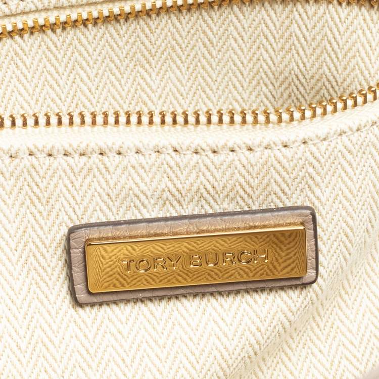 Pre Owned Tory Burch Dark Beige Leather and Suede Kira Shoulder Bag