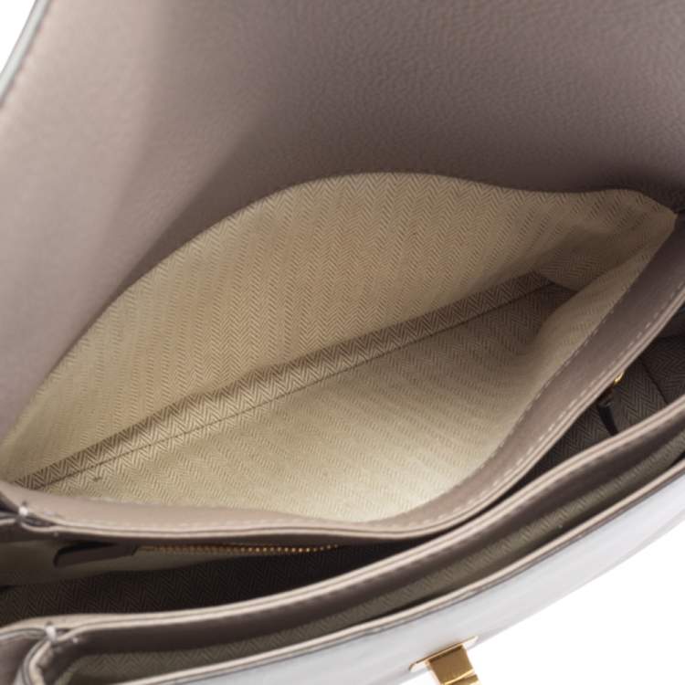 Pre Owned Tory Burch Dark Beige Leather and Suede Kira Shoulder Bag