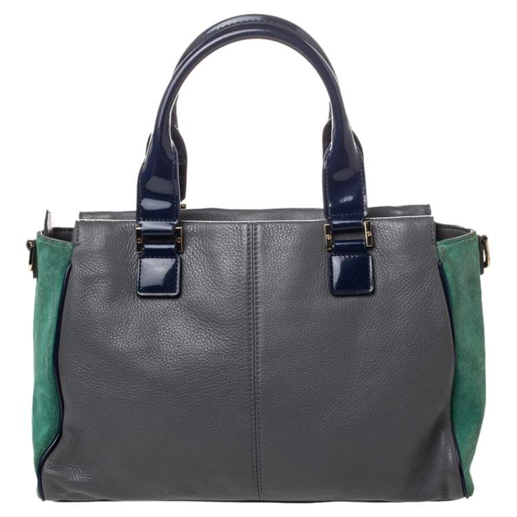 Pre Owned Tory Burch Multicolor Suede And Leather Tote