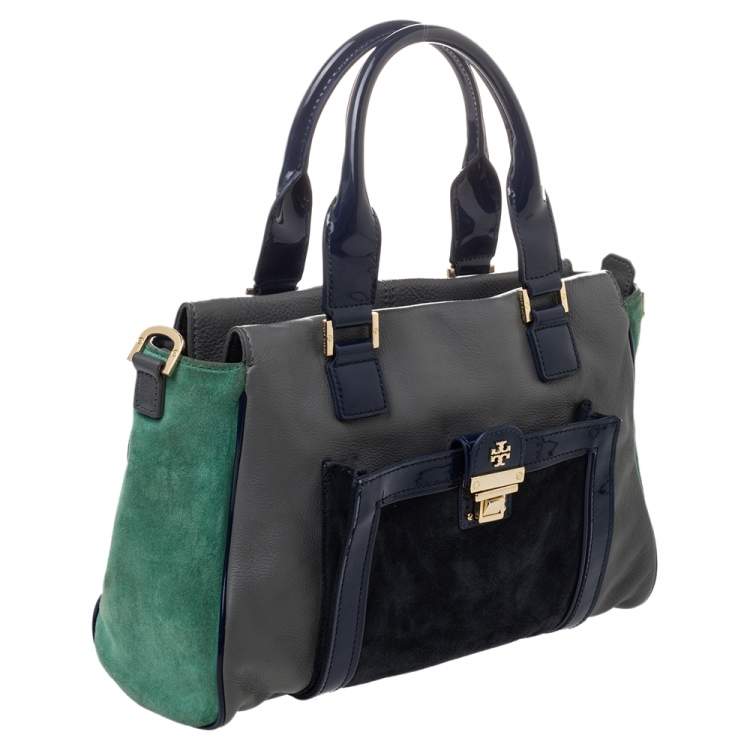 Pre Owned Tory Burch Multicolor Suede And Leather Tote