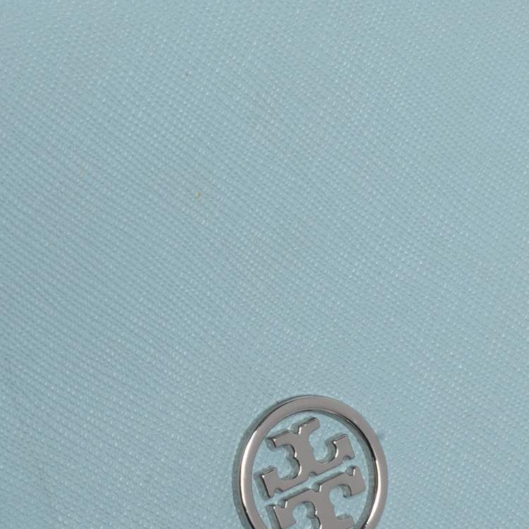 Pre Owned Tory Burch Sky Blue Saffiano Leather Robinson Trifold Wallet