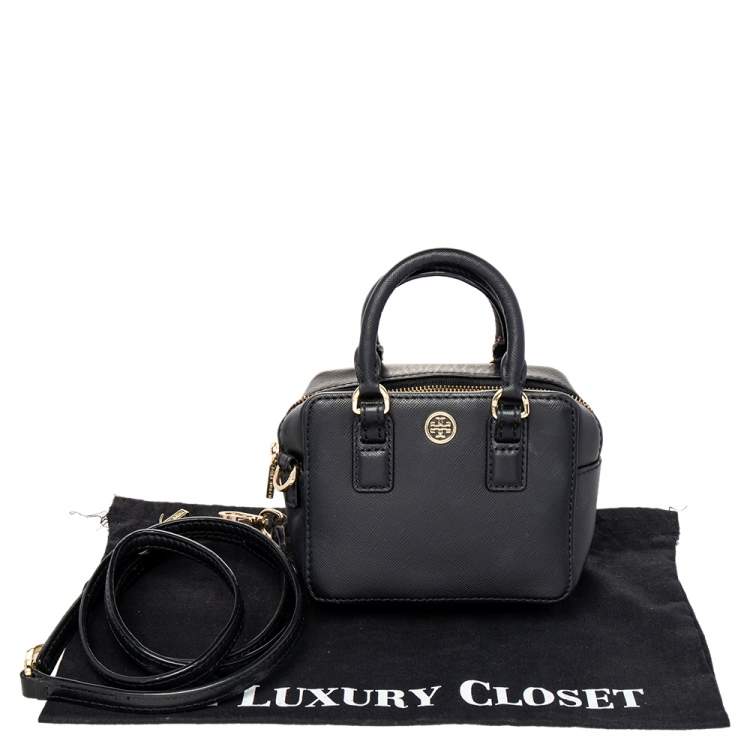 Pre Owned Tory Burch Black Leather Robinson Crossbody Bag