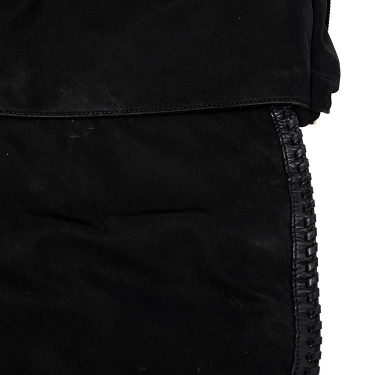 Pre Owned Tory Burch Black Nylon and Leather Messenger Bag