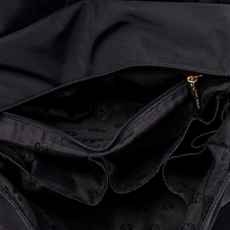 Pre Owned Tory Burch Black Nylon and Leather Messenger Bag