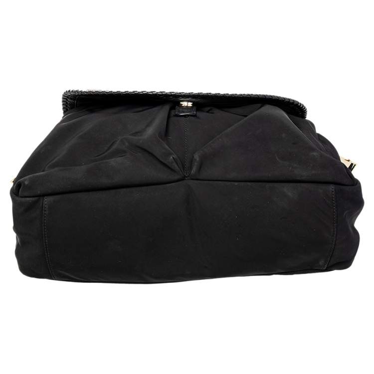 Pre Owned Tory Burch Black Nylon and Leather Messenger Bag