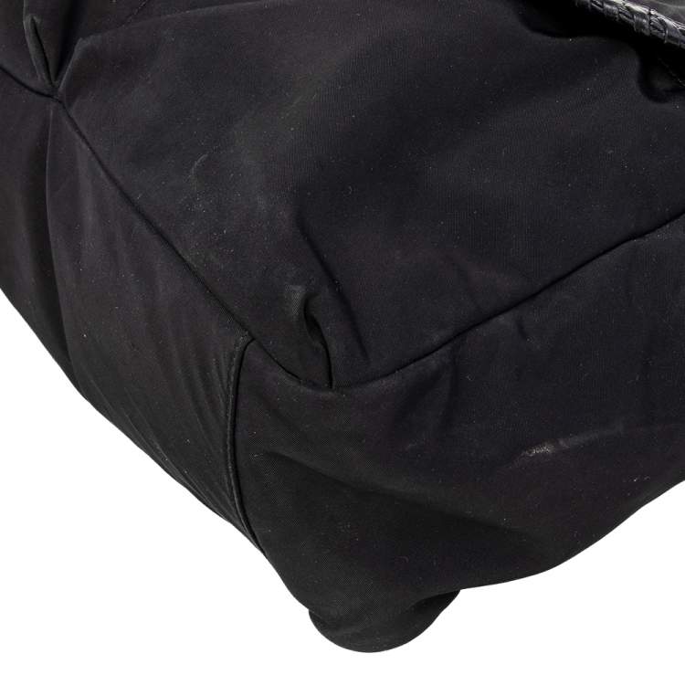 Pre Owned Tory Burch Black Nylon and Leather Messenger Bag