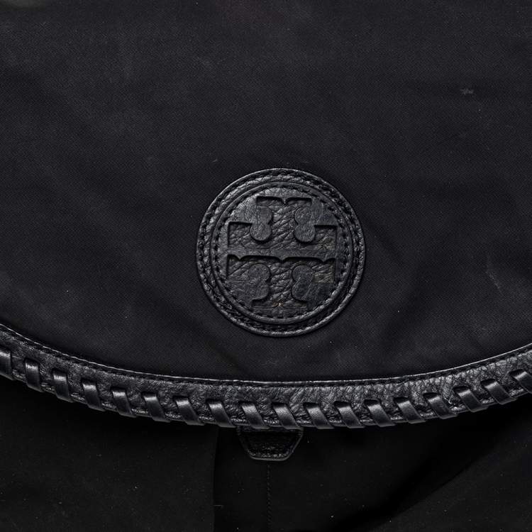 Pre Owned Tory Burch Black Nylon and Leather Messenger Bag