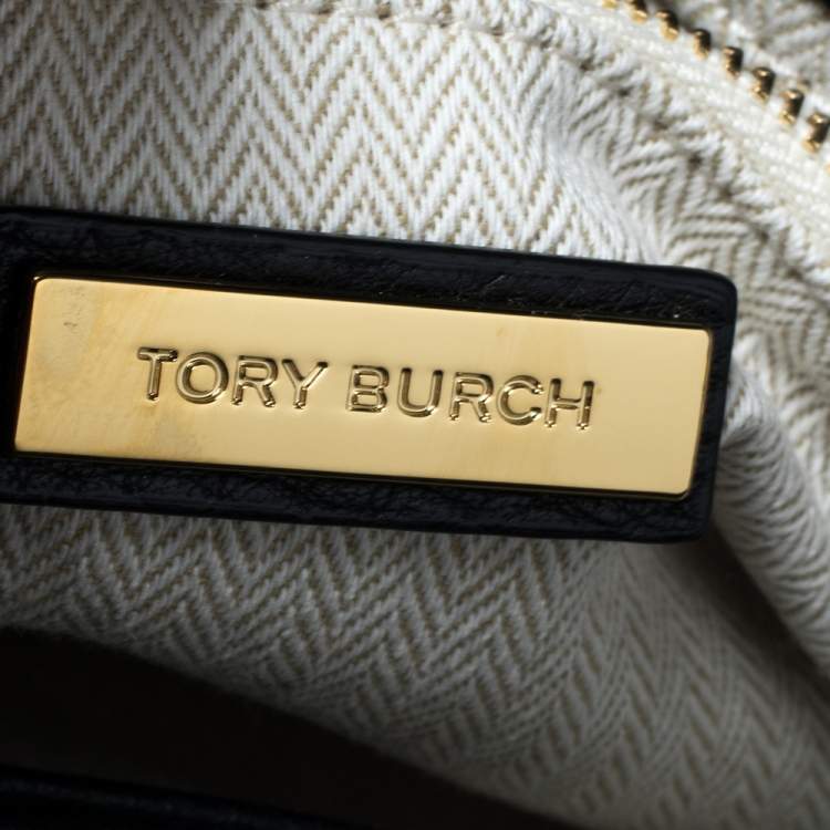 Pre Owned Tory Burch Black Leather and Suede Kira Shoulder Bag 